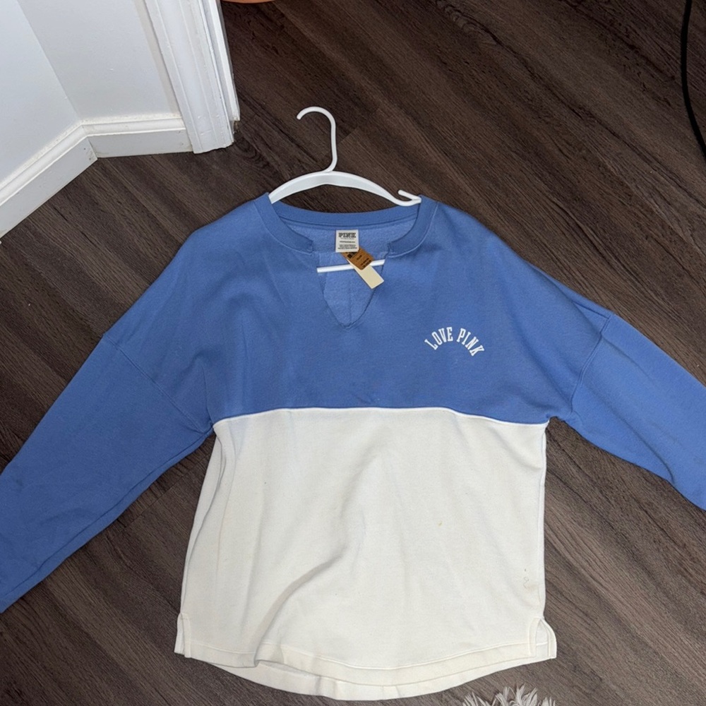 PINK Victoria's Secret Kids Blue and White Long Sleeve Shirt